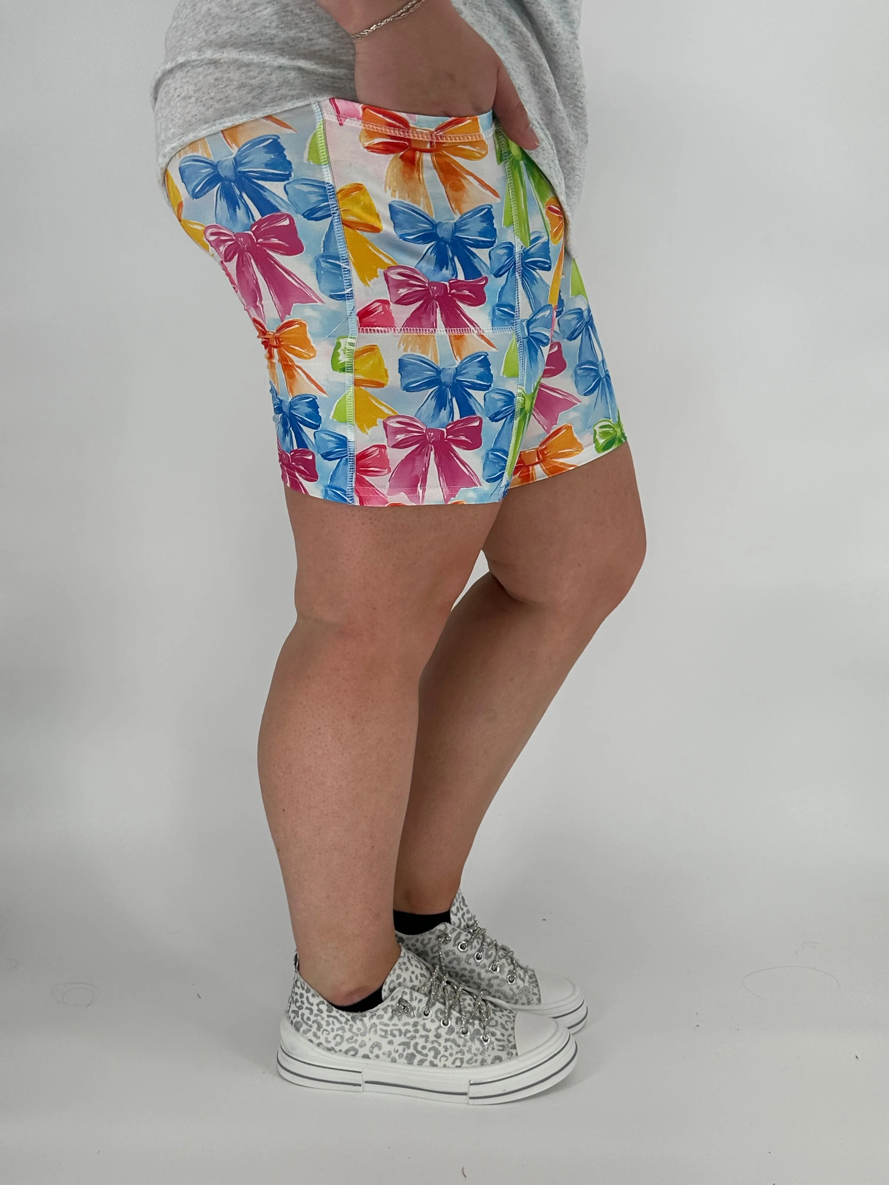 Rainbow Bow Biker Shorts w/ Pockets