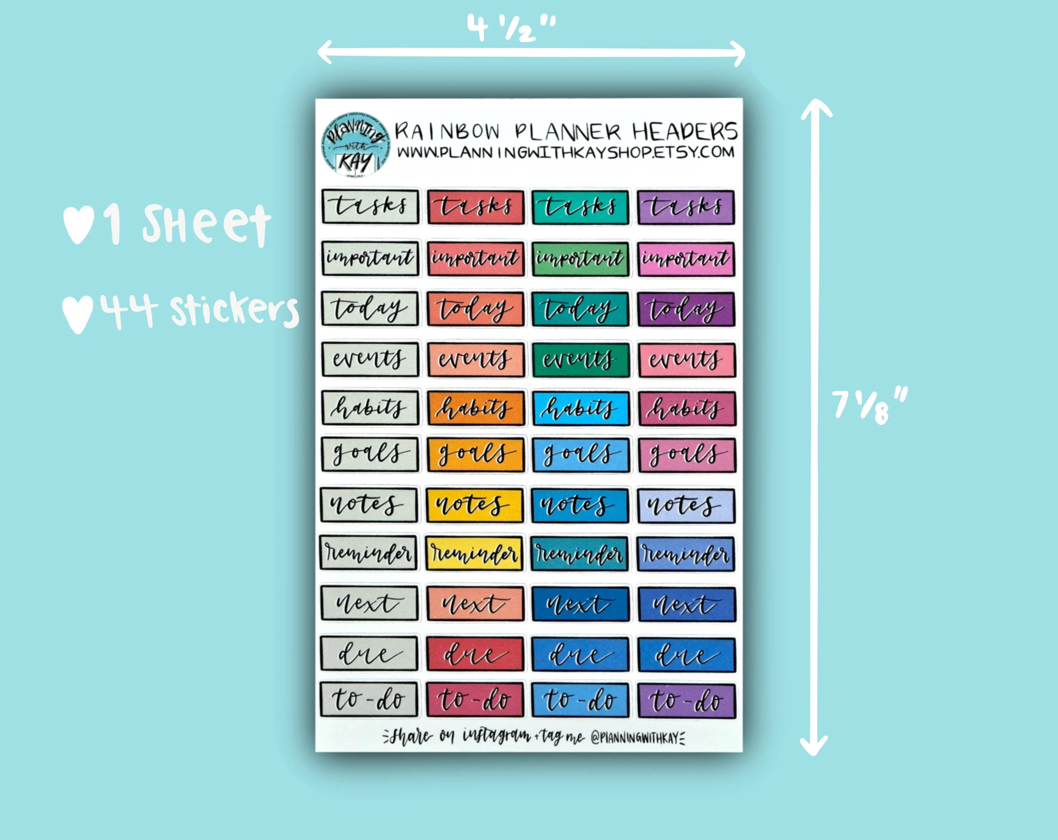 Rainbow Planner Headers