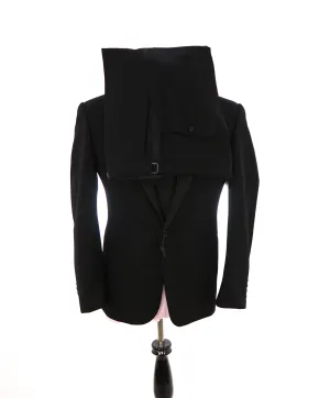 RALPH LAUREN BLACK LABEL - Notch Lapel Black Tuxedo Suit With Side Tabs - 38S