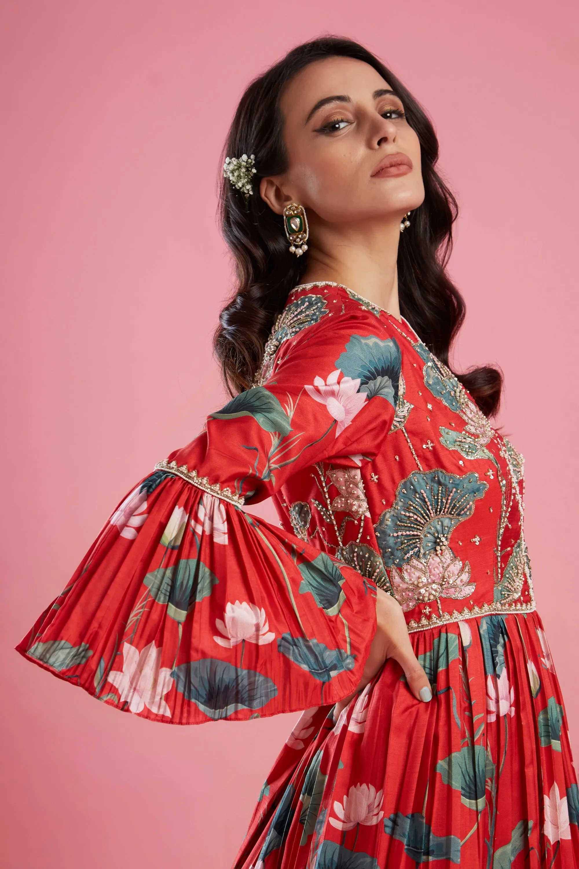 Red Anarkali Gown