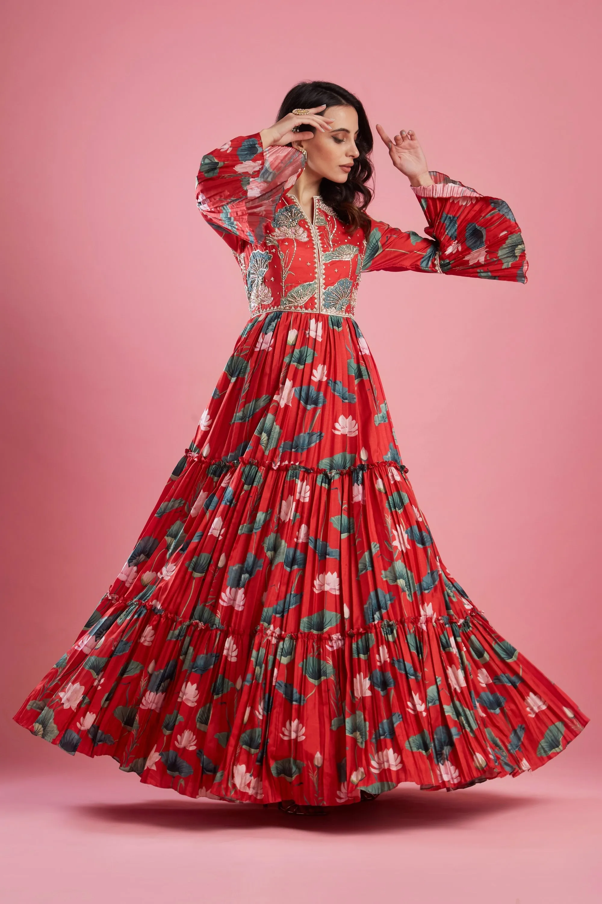 Red Anarkali Gown