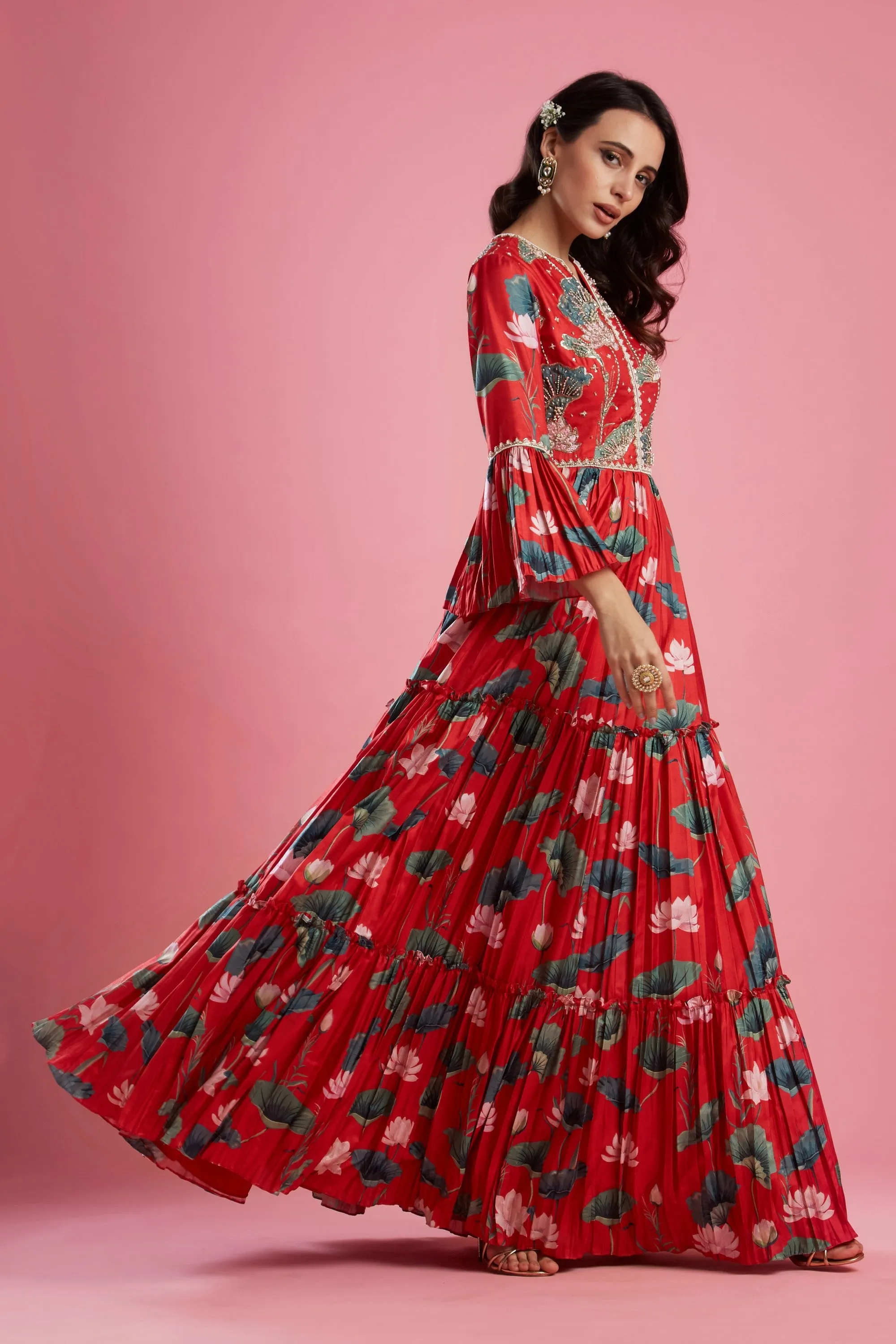Red Anarkali Gown