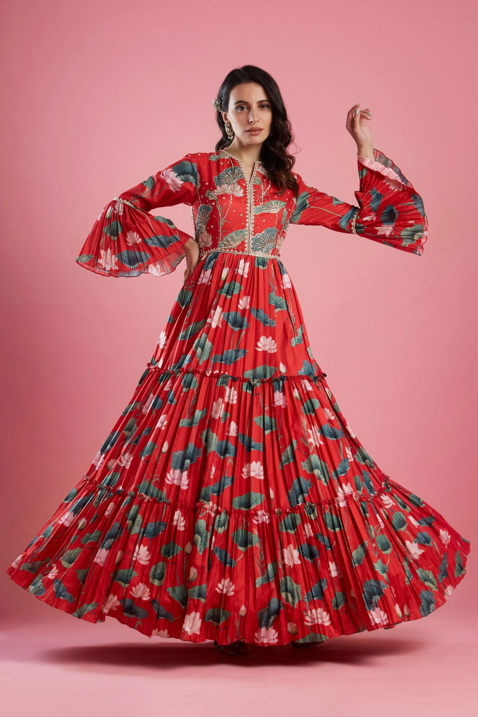 Red Anarkali Gown