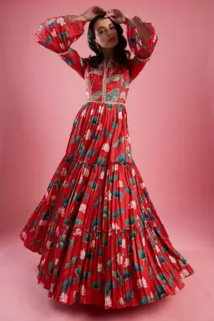 Red Anarkali Gown