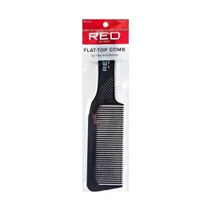 Red by Kiss Flat Top Comb – Black, Level Handle for Even Cuts & Clean Fades | HM53 | Ideal for Barbering & Precision Styling