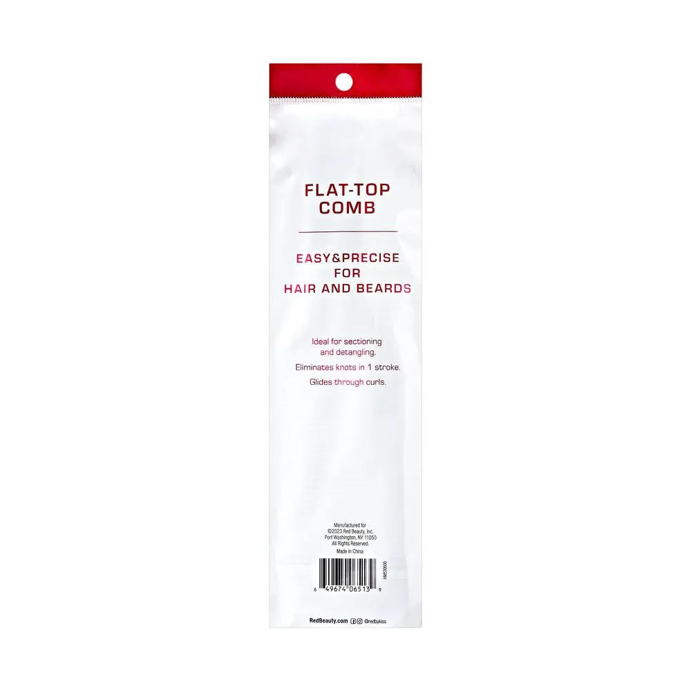 Red by Kiss Flat Top Comb – Black, Level Handle for Even Cuts & Clean Fades | HM53 | Ideal for Barbering & Precision Styling