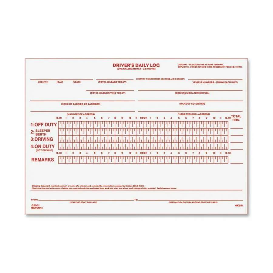 Rediform Driver's Daily Log Book
