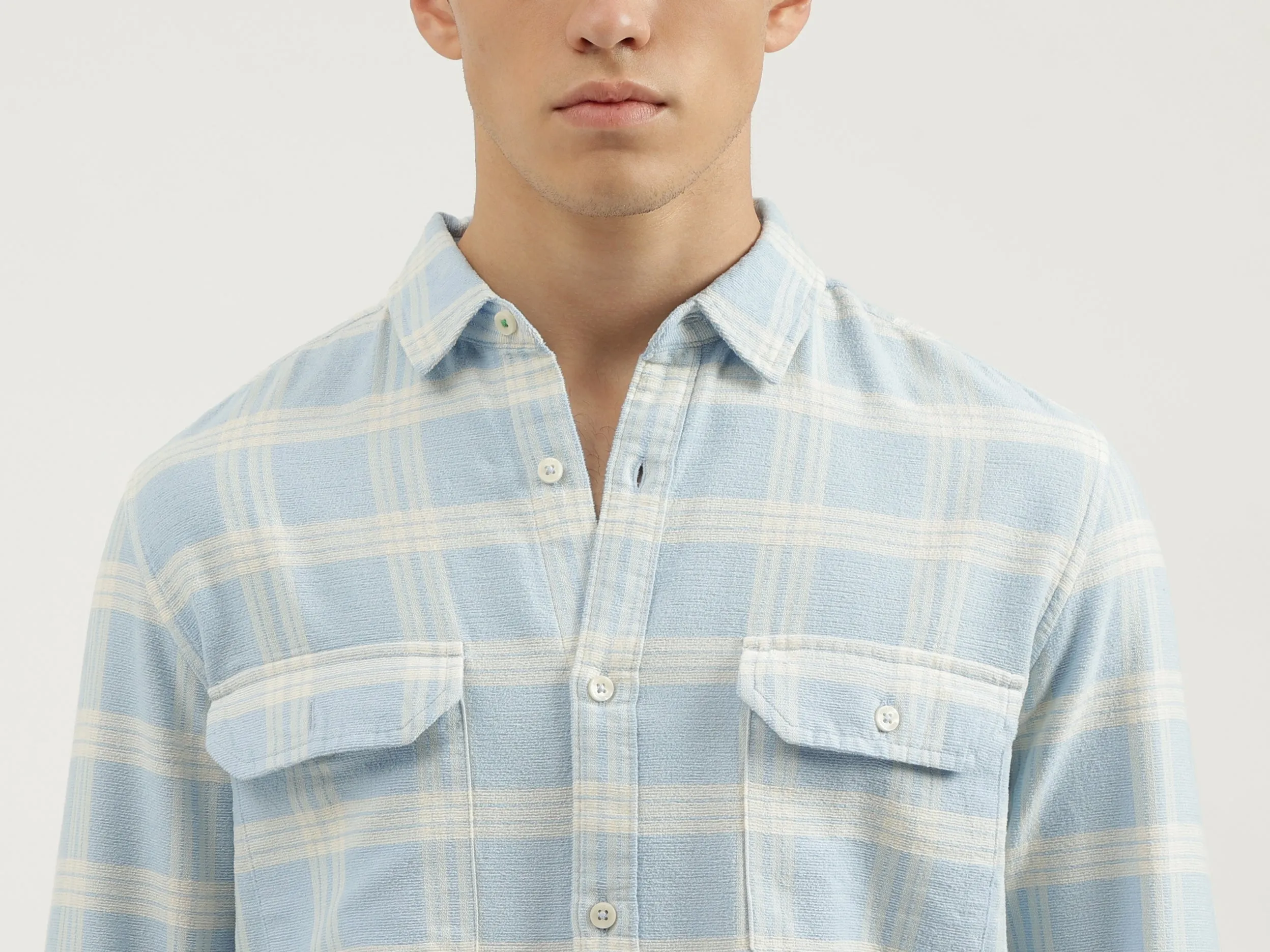 Regular Fit Spread Collar Checkered Shirts