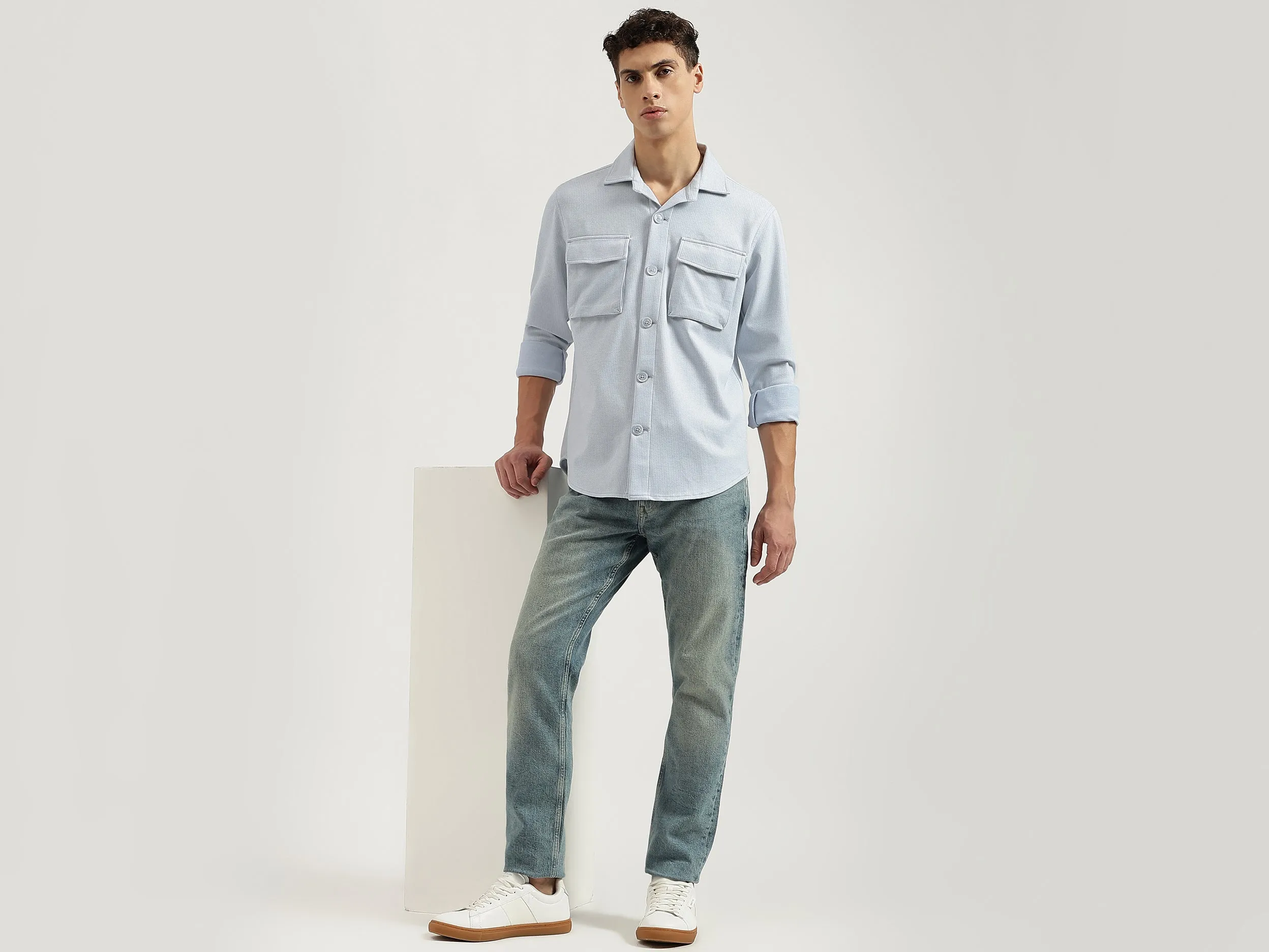 Regular Fit Spread Collar Solid Shirts