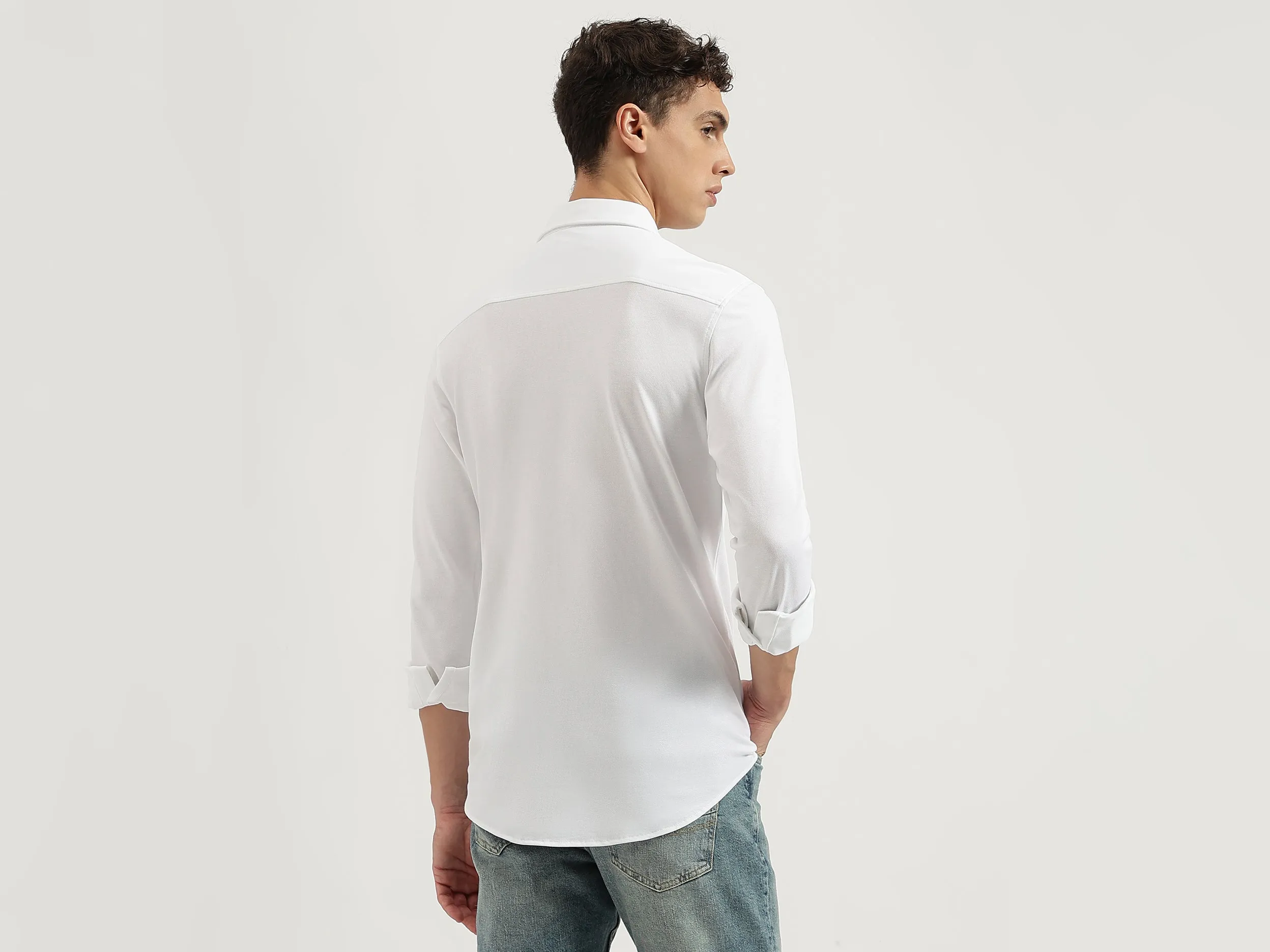 Regular Fit Spread Collar Solid Shirts