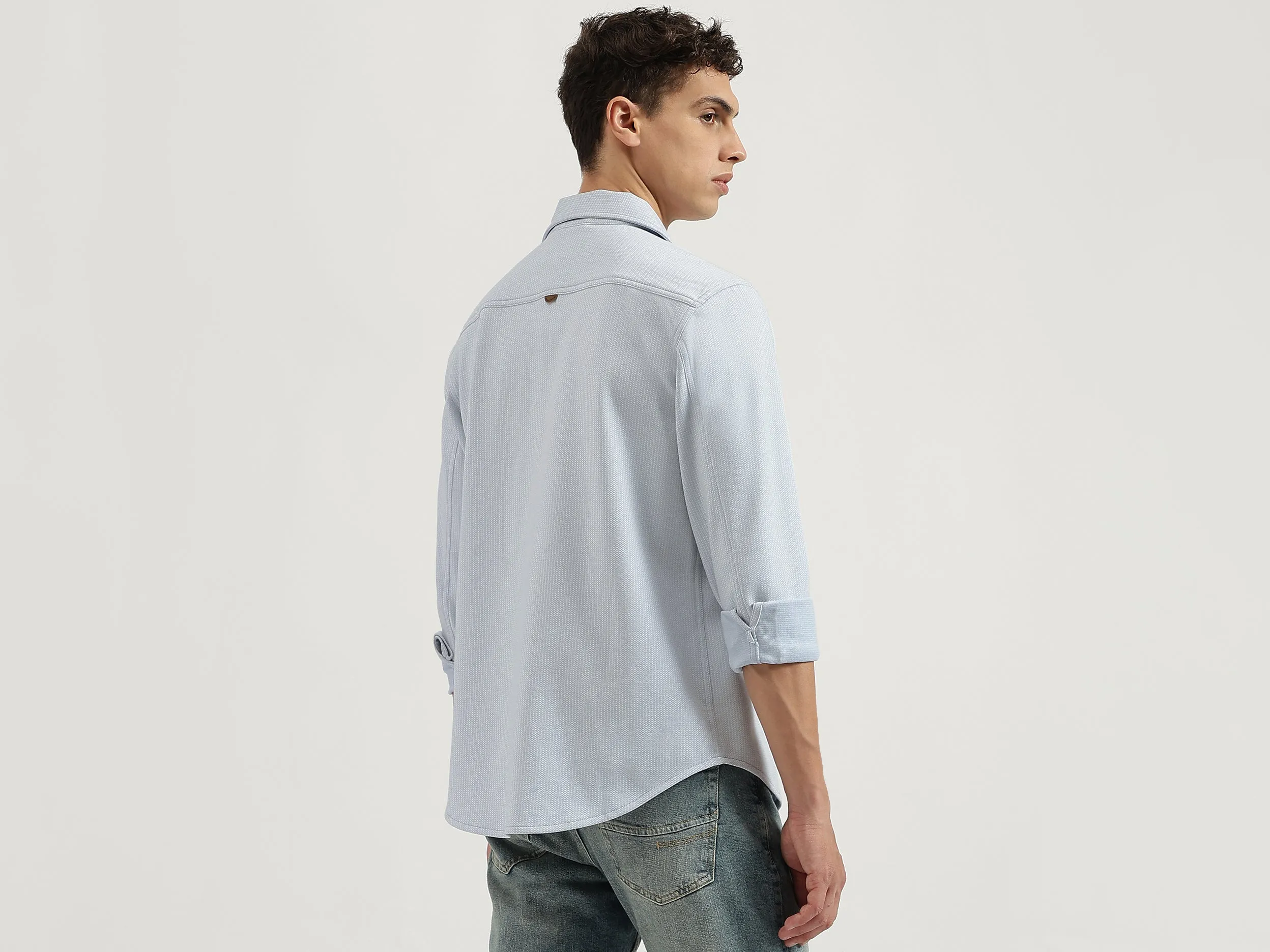 Regular Fit Spread Collar Solid Shirts