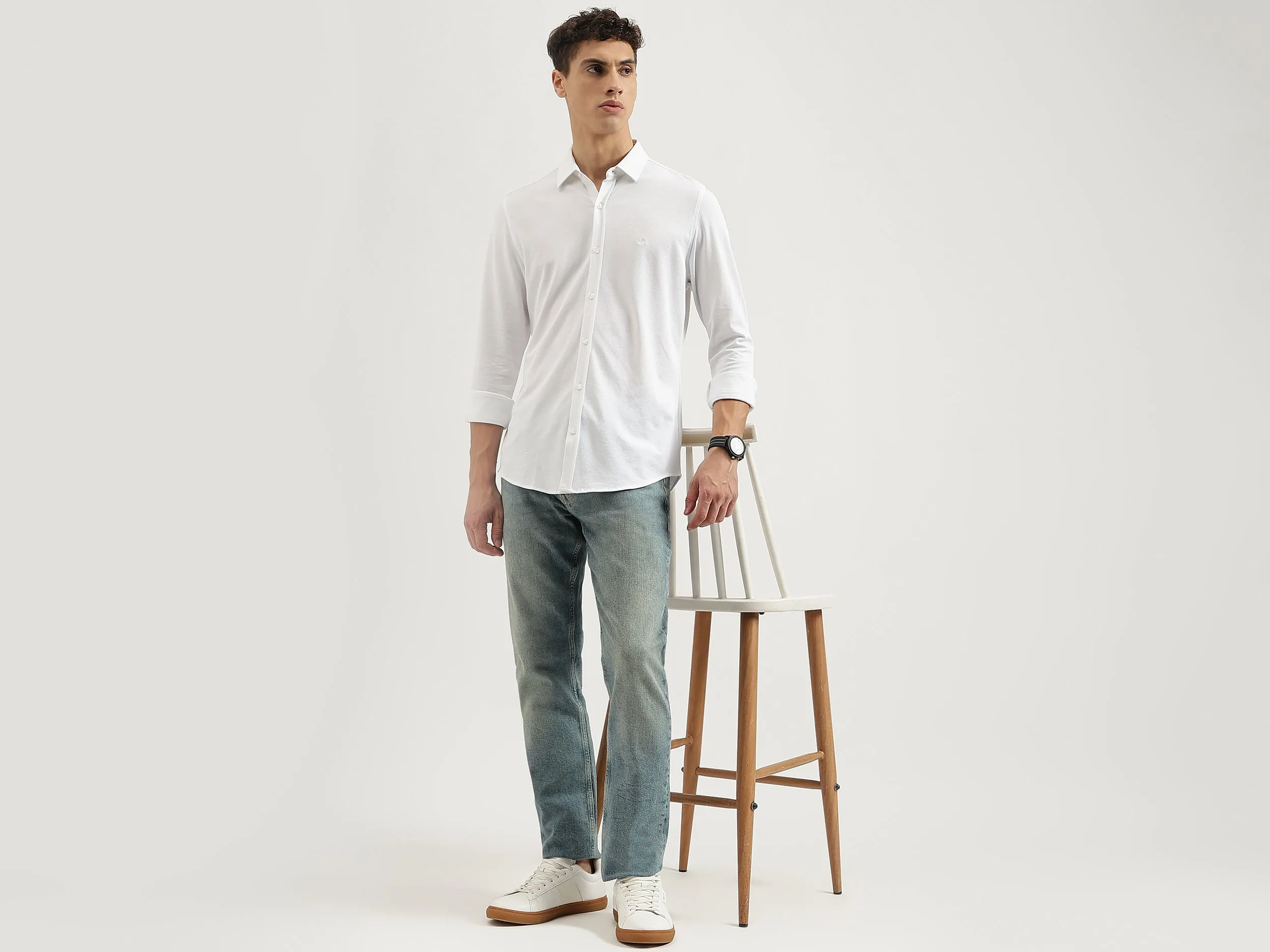 Regular Fit Spread Collar Solid Shirts