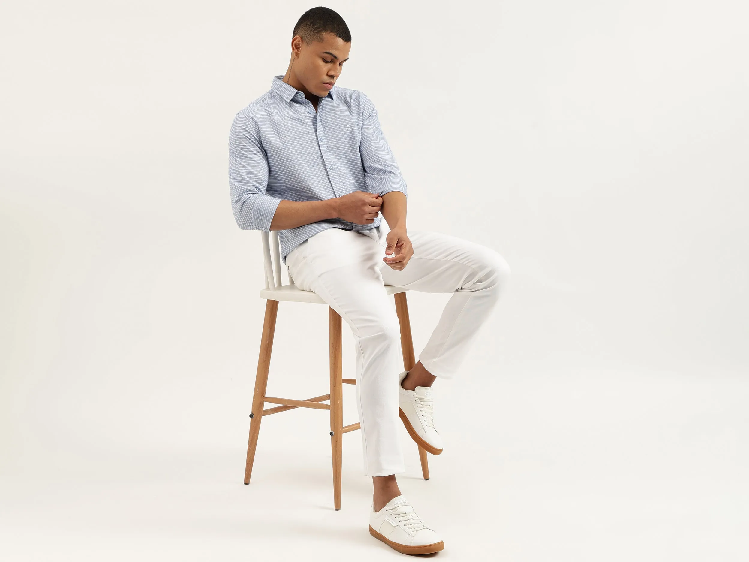 Regular Fit Spread Collar Striped Shirts