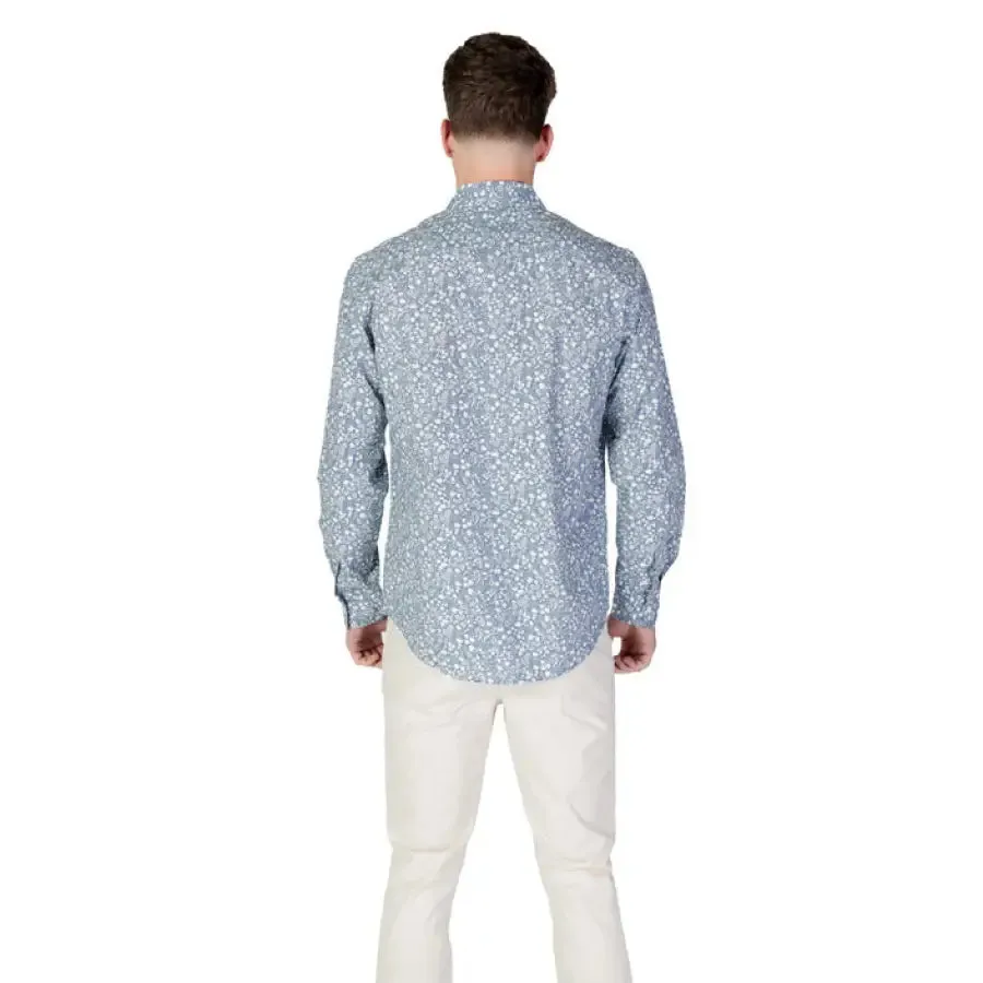 Replay Men's Light Blue Floral Shirt