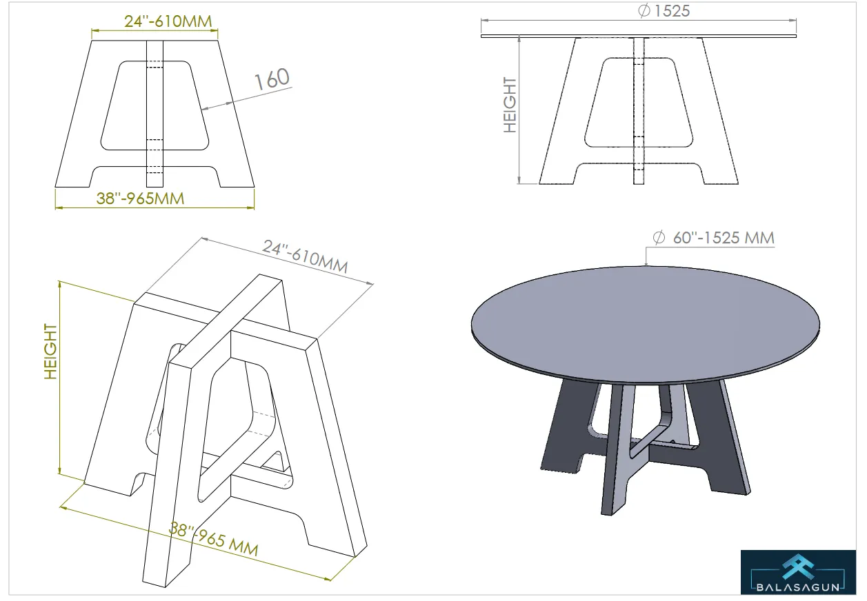 Round Metal Table Base For Heavy Table Tops | KALE