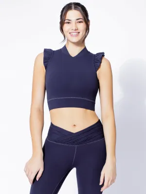 RUFFLED PURE TANK, IRIS BLUE