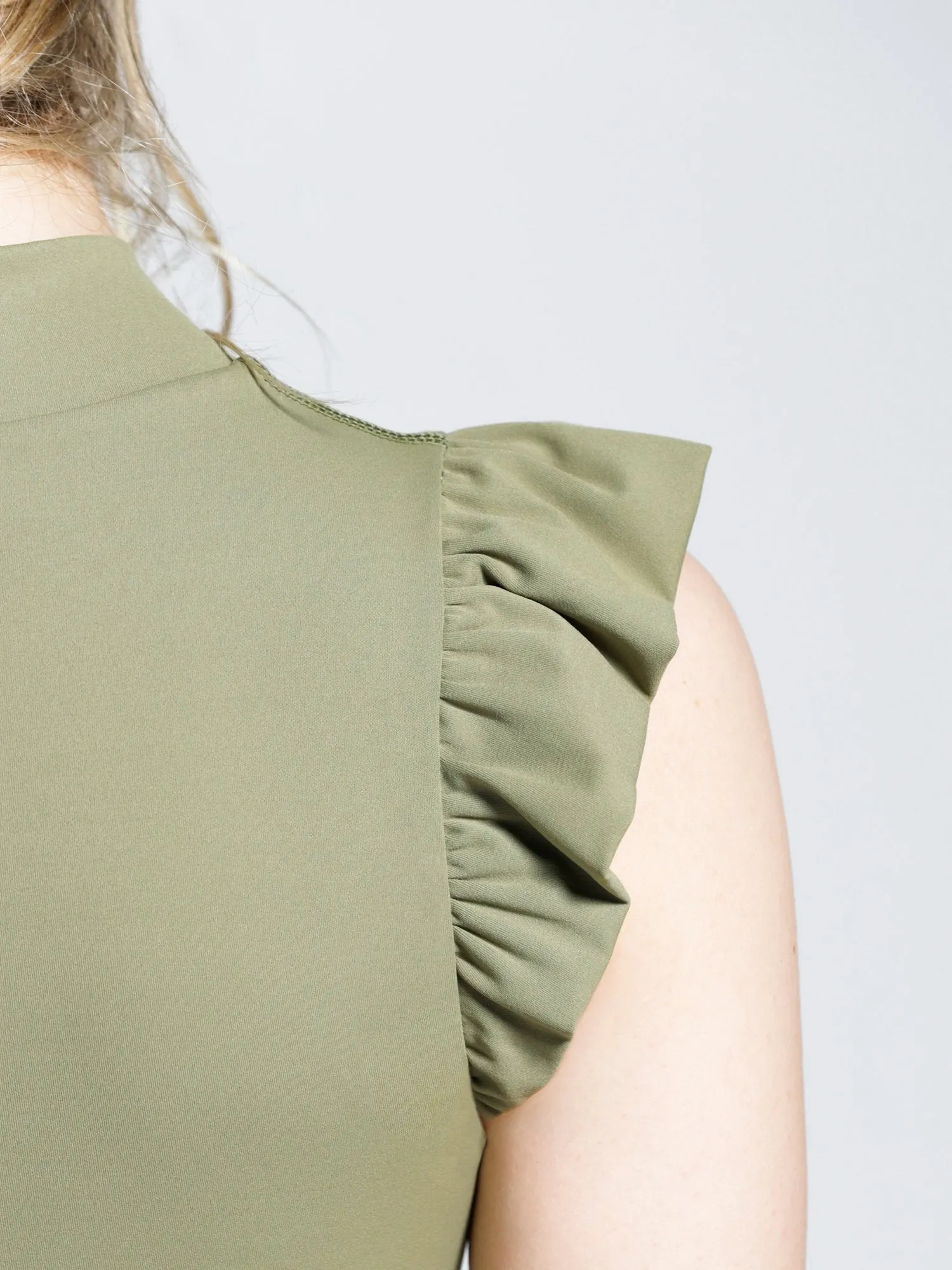 RUFFLED PURE TANK, SAGE