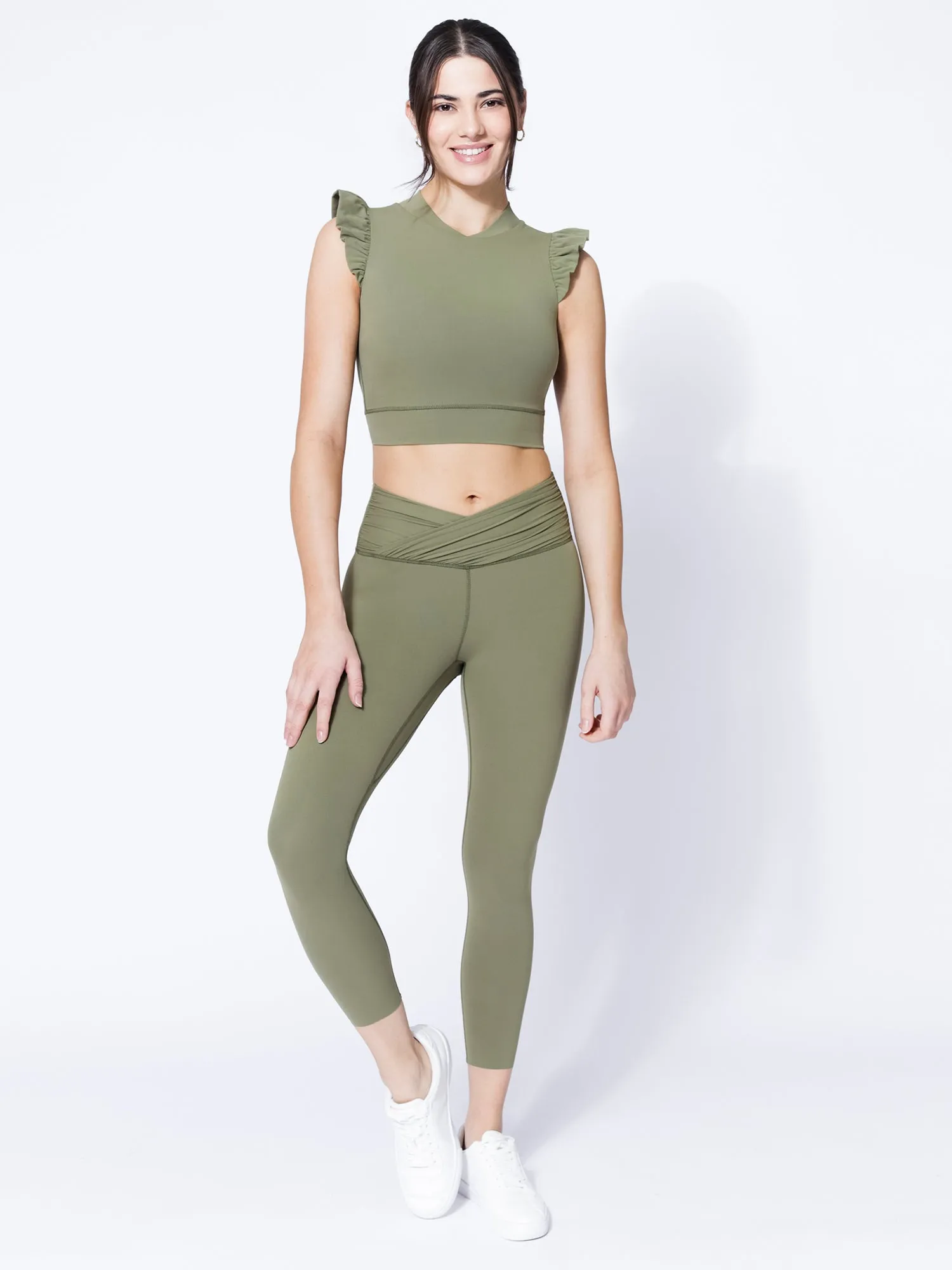 RUFFLED PURE TANK, SAGE