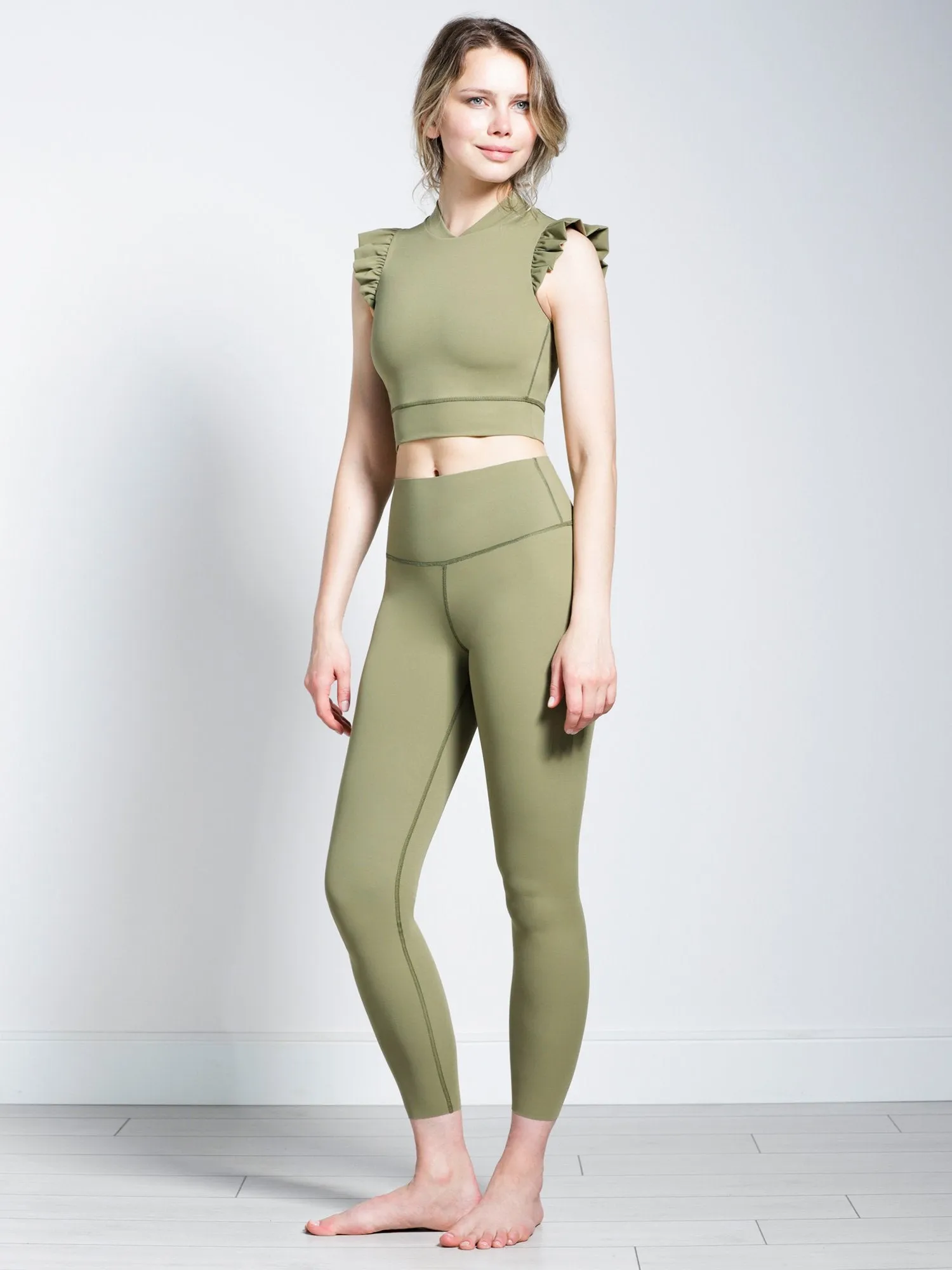 RUFFLED PURE TANK, SAGE