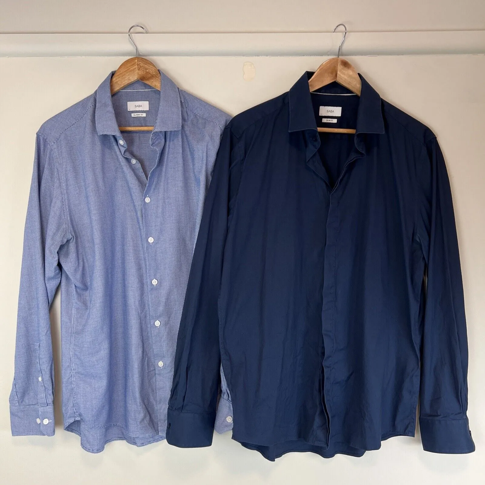 SABA Mens Blue Long Sleeve Button Up Shirt Size Large (2 Shirts)
