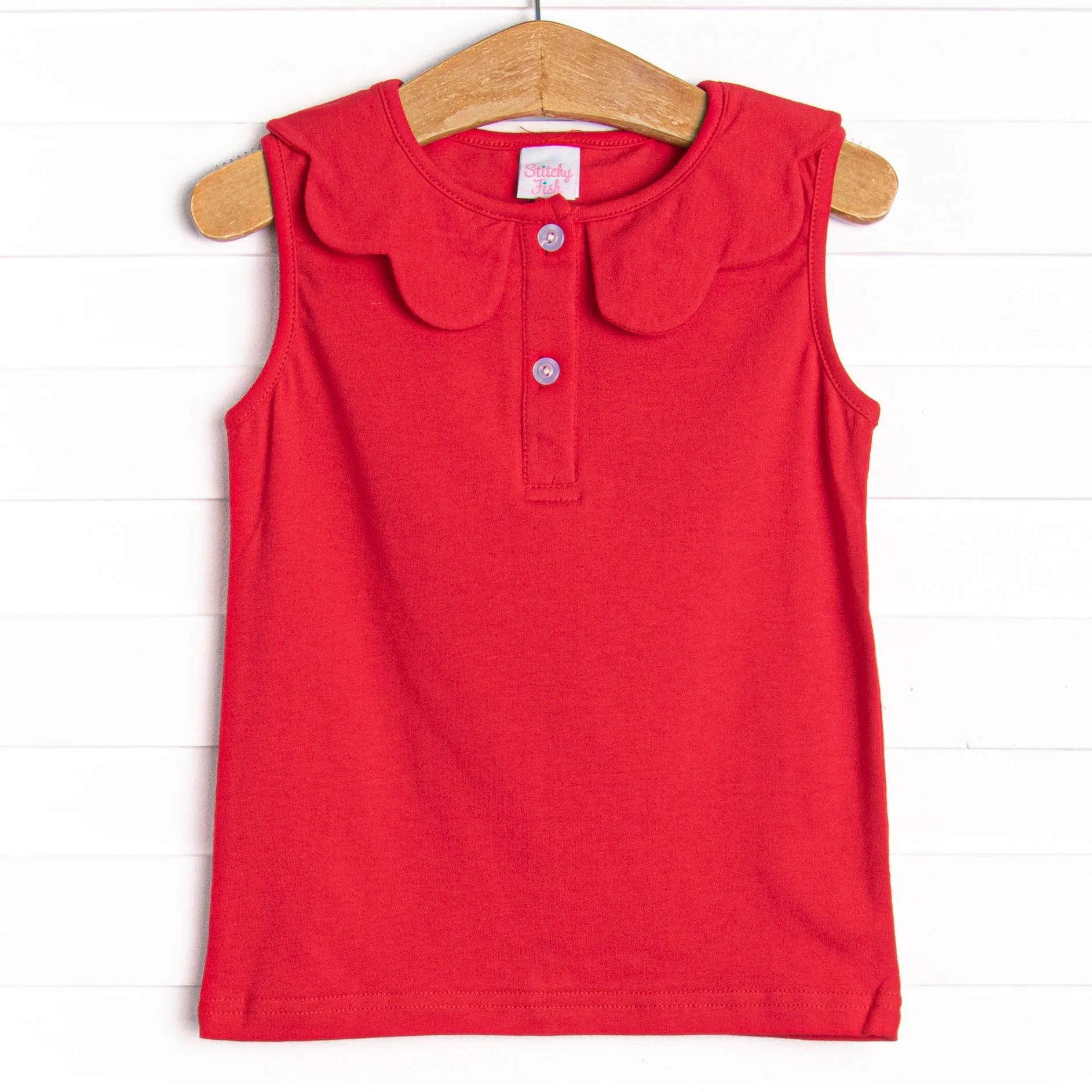 Samantha Scalloped Collar Sleeveless Top, (4 Colors)