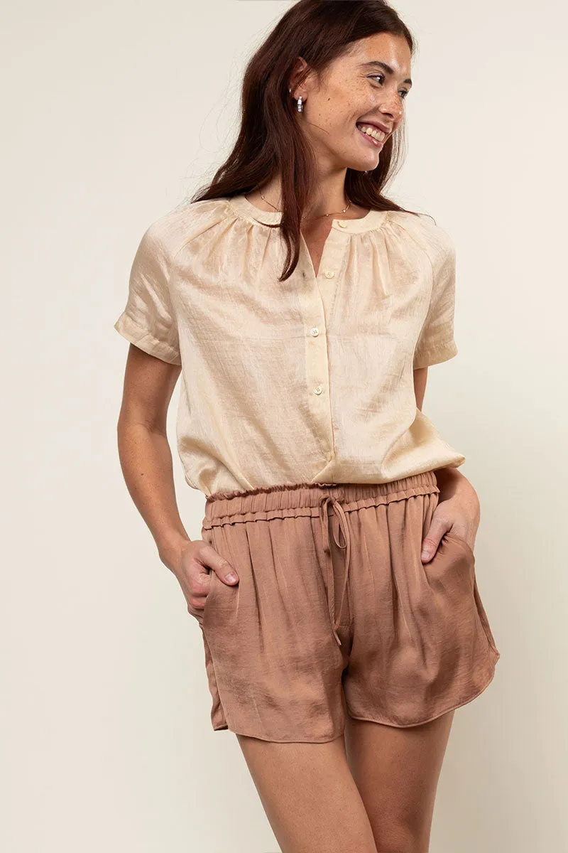 Satin Flowy Shorts With Elasticized Waist
