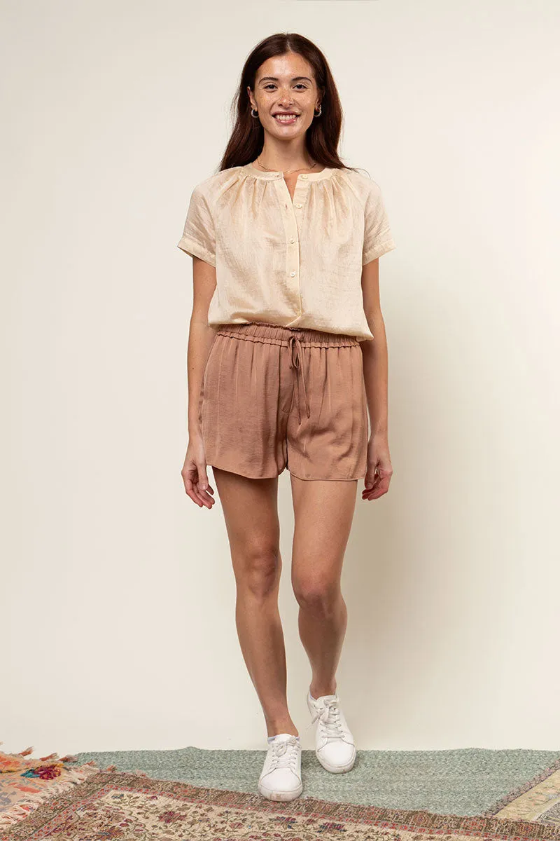 Satin Flowy Shorts With Elasticized Waist
