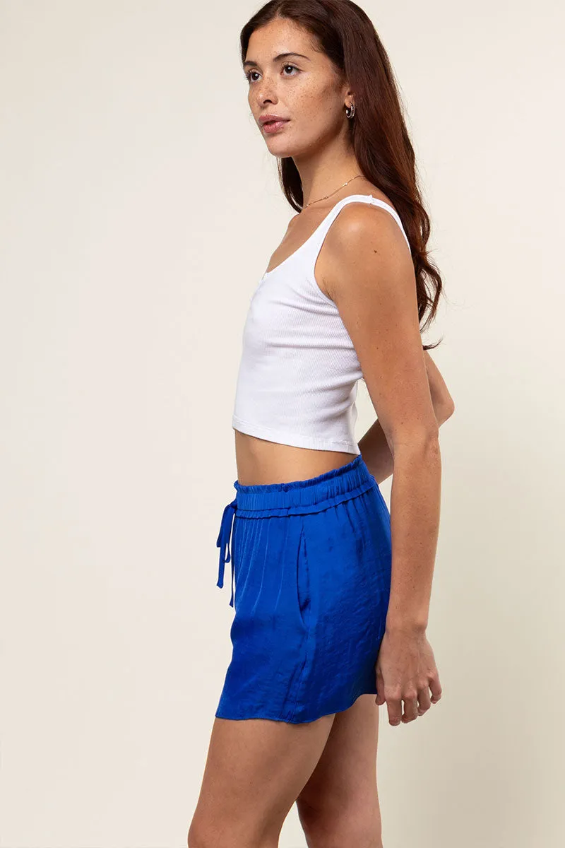 Satin Flowy Shorts With Elasticized Waist
