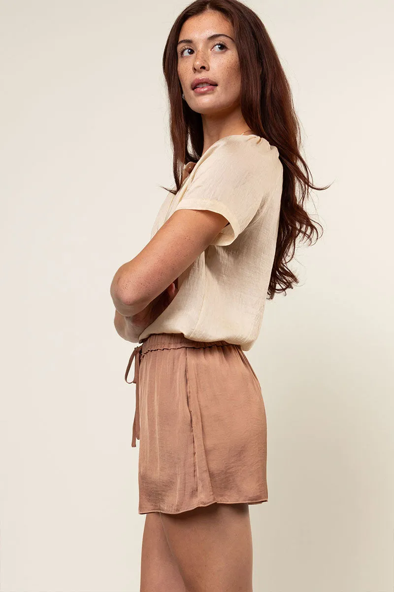 Satin Flowy Shorts With Elasticized Waist