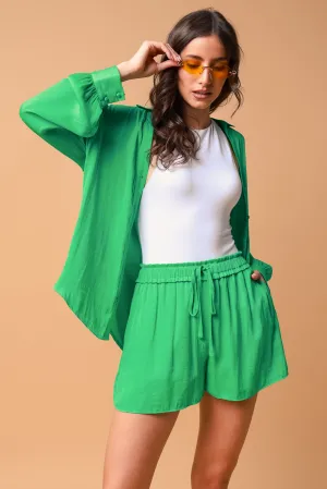 Satin Flowy Shorts With Elasticized Waist