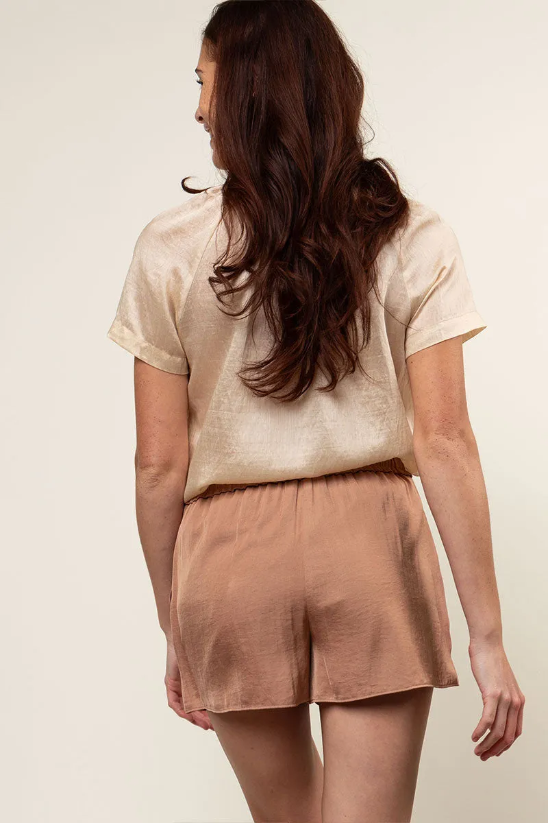 Satin Flowy Shorts With Elasticized Waist