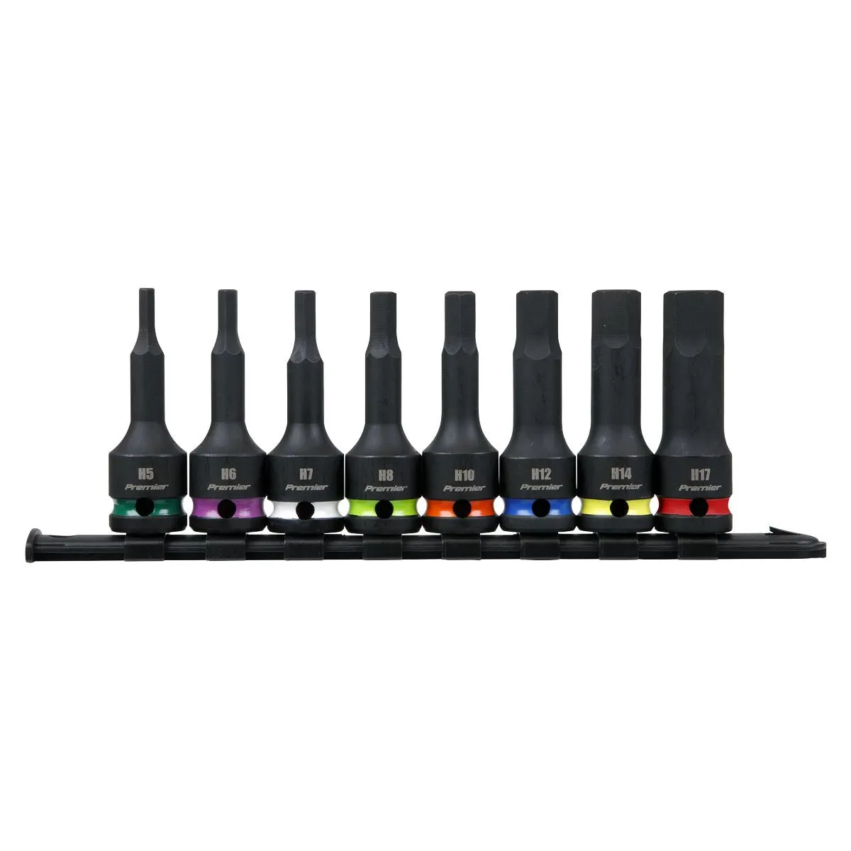 Sealey Premier Hex Impact Socket Bit Set 8pc 1/2"Sq Drive