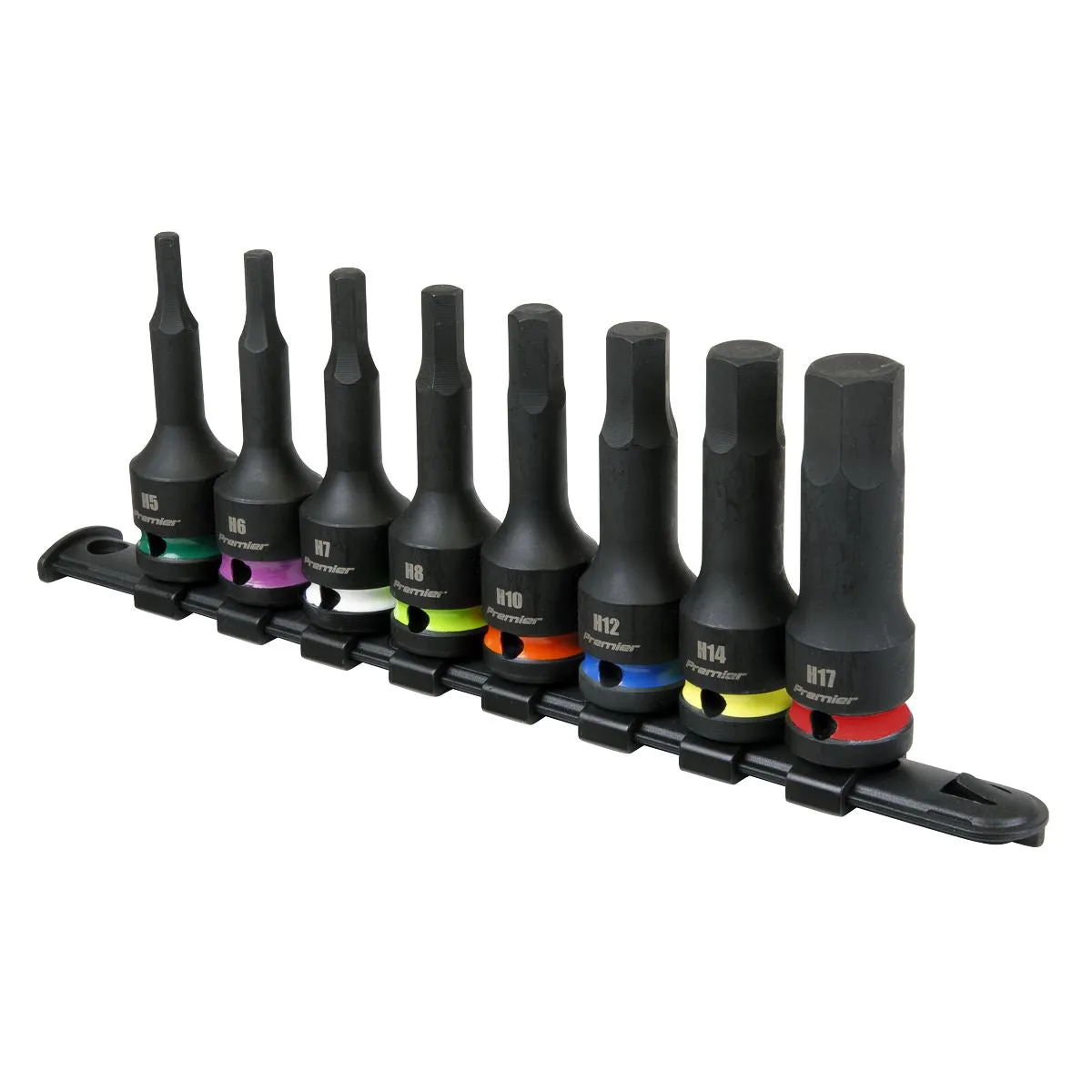 Sealey Premier Hex Impact Socket Bit Set 8pc 1/2"Sq Drive