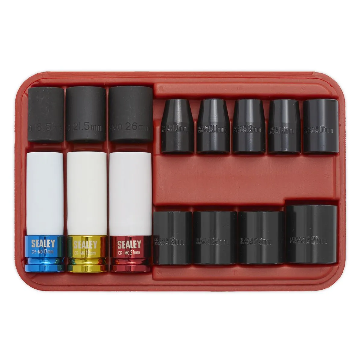 Sealey Premier Impact Socket & Wheel Nut Removal Set 15pc 1/2"Sq Drive