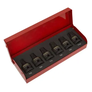 Sealey Premier Impact TRX-Star* Socket Bit Set 6pc 1/2"Sq Drive