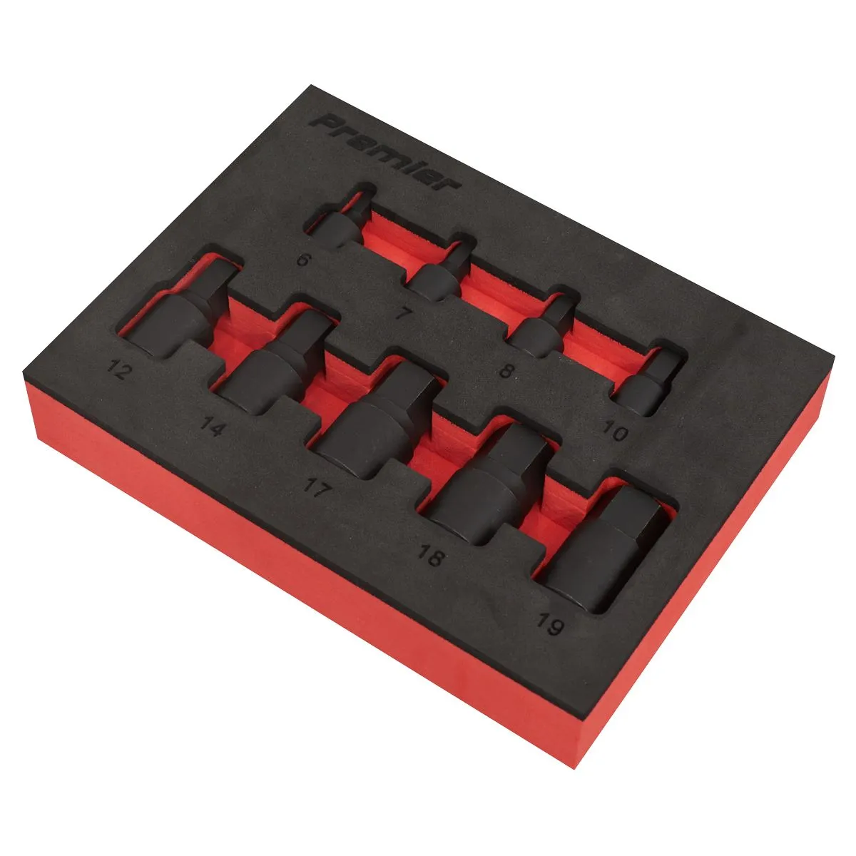 Sealey Premier Low Profile Impact Hex Socket Bit Set 1/4" & 3/8" Sq Drive 9pc - Metric