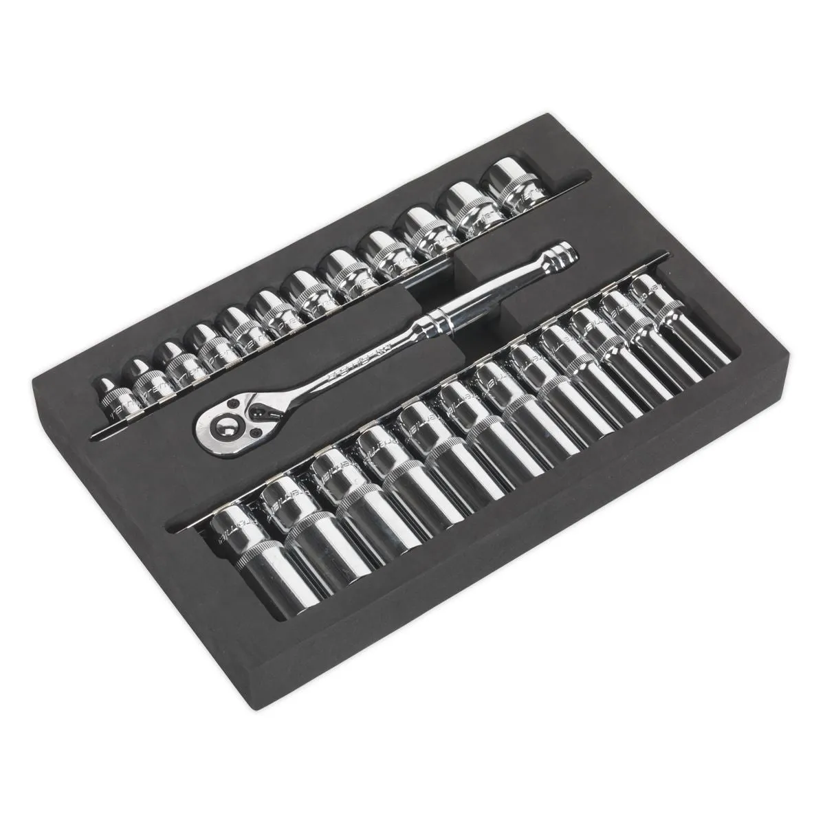 Sealey Premier Ratchet Wrench & Socket Set 25pc 3/8"Sq Drive