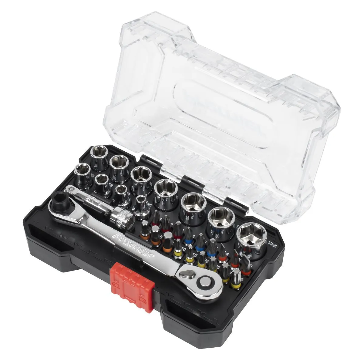 Sealey Premier Socket & Bit Set 1/4"Sq Drive Colour-Coded 31pc