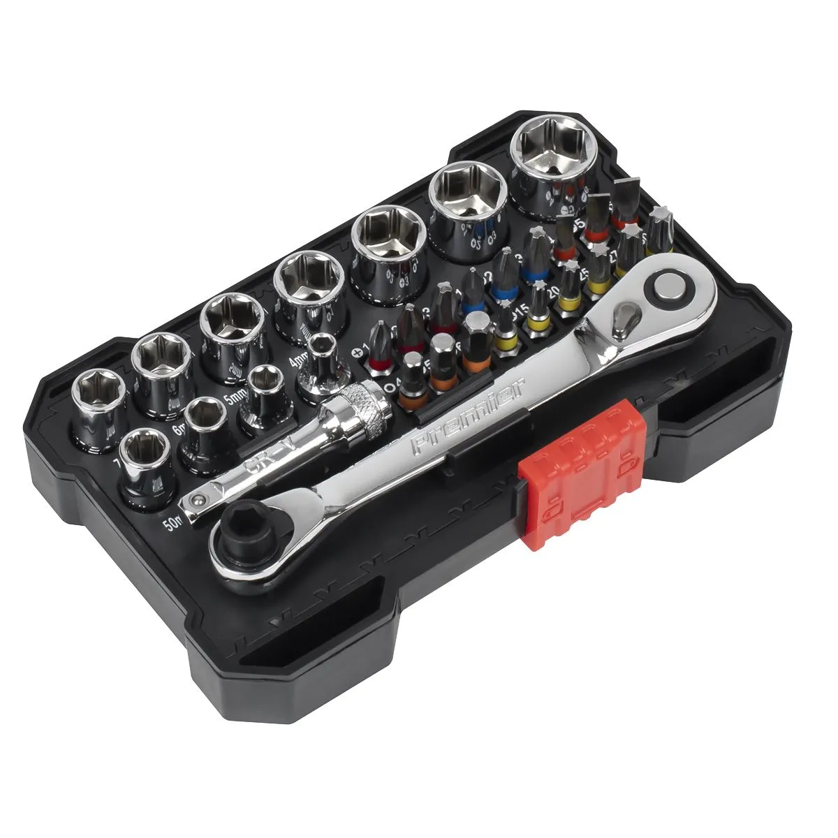 Sealey Premier Socket & Bit Set 1/4"Sq Drive Colour-Coded 31pc