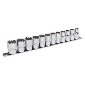 Sealey Premier Socket Set 12pc 1/2"Sq Drive 12pt WallDrive® Metric