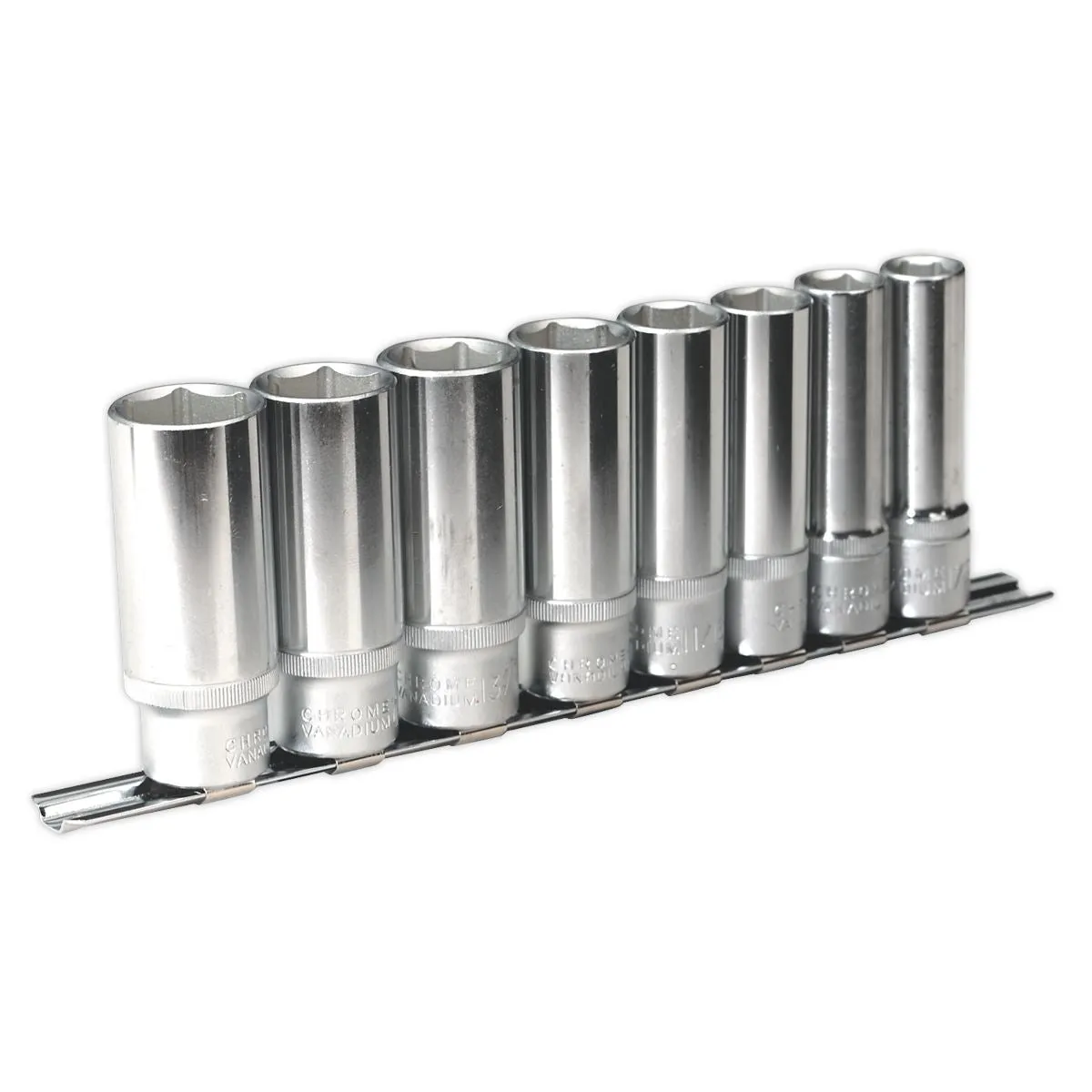 Sealey Premier Socket Set 8pc 1/2"Sq Drive 6pt Deep WallDrive® Imperial
