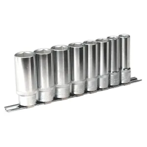 Sealey Premier Socket Set 8pc 1/2"Sq Drive 6pt Deep WallDrive® Imperial