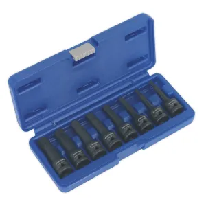 Sealey Premier Spline Impact Socket Bit Set 8pc 1/2"Sq Drive