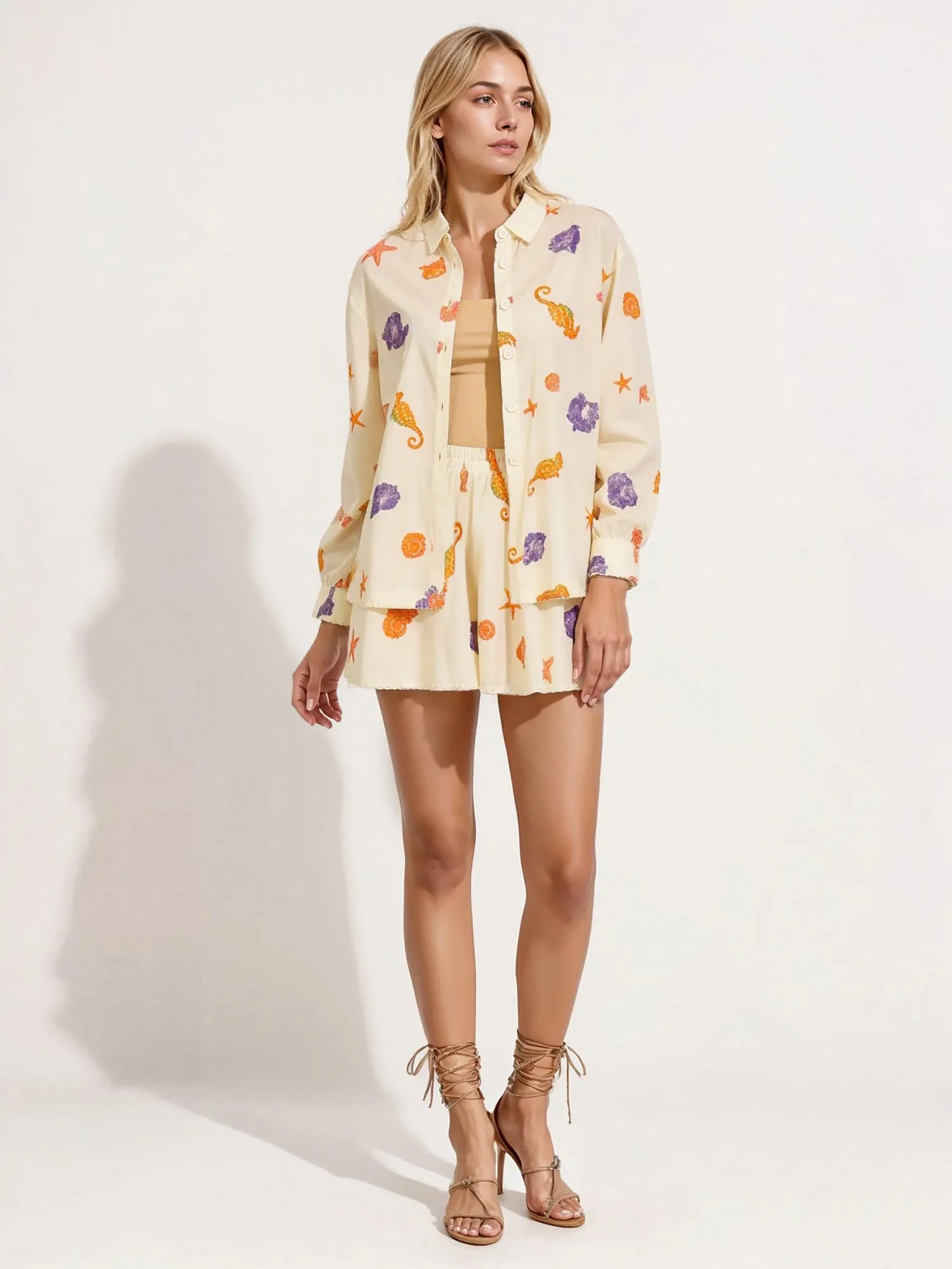 Seashell Casual Flowy Shorts