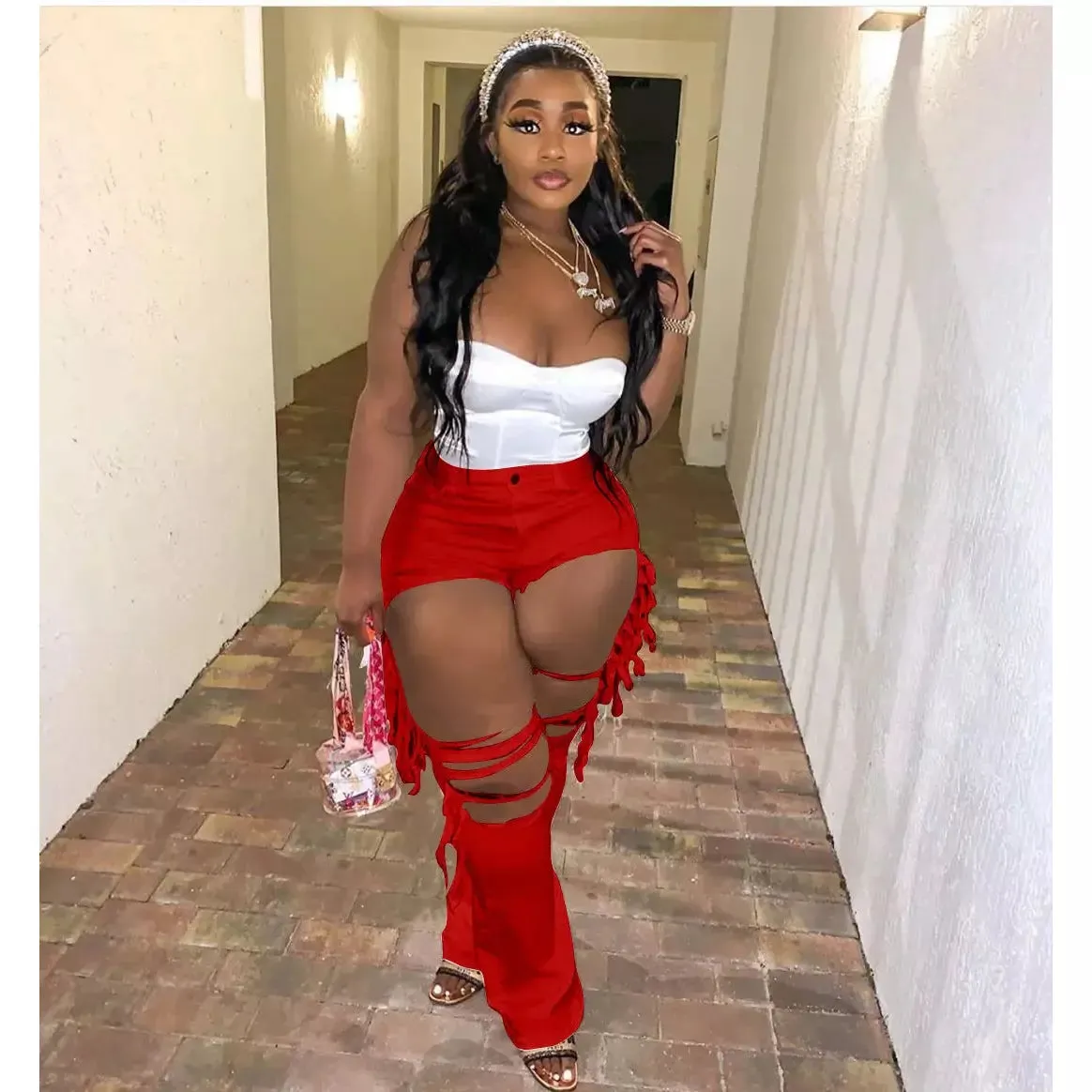 Sexy Red Hearted Jeans