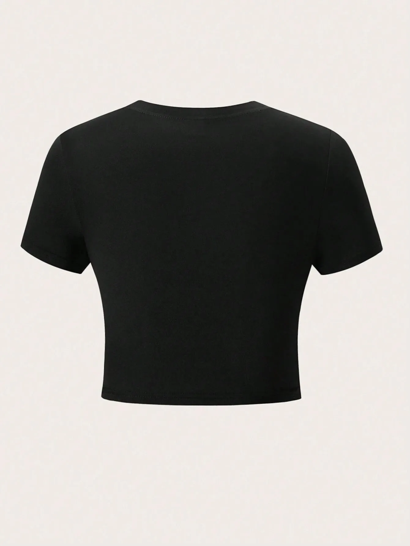 SHEIN TRNDY Women Simple Printed Crop Top Slim Fit T-Shirt GOD'S FAVORITE Graphic Tees Women Tops