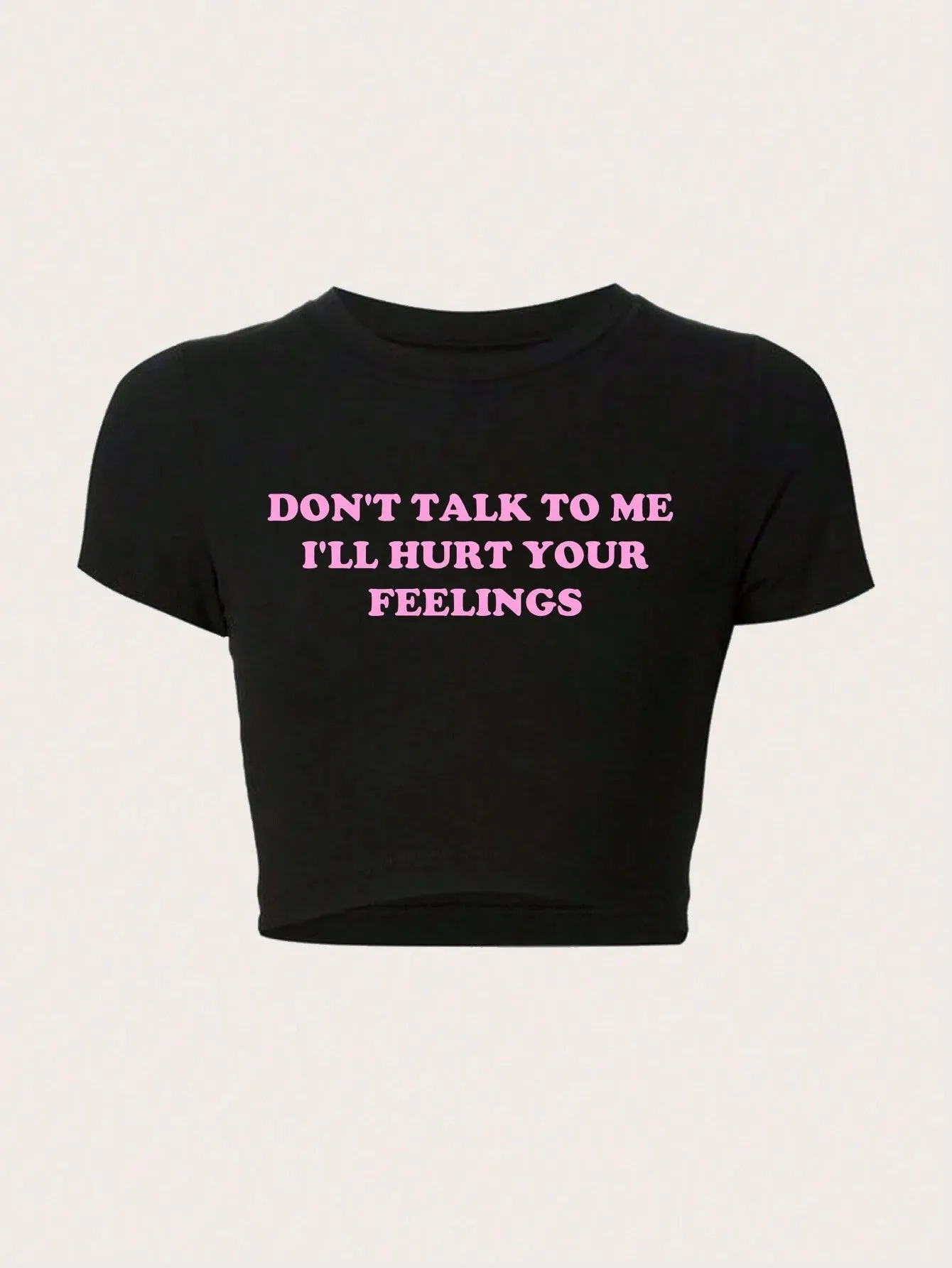 SHEIN TRNDY Women Simple Printed Crop Top Slim Fit T-Shirt GOD'S FAVORITE Graphic Tees Women Tops