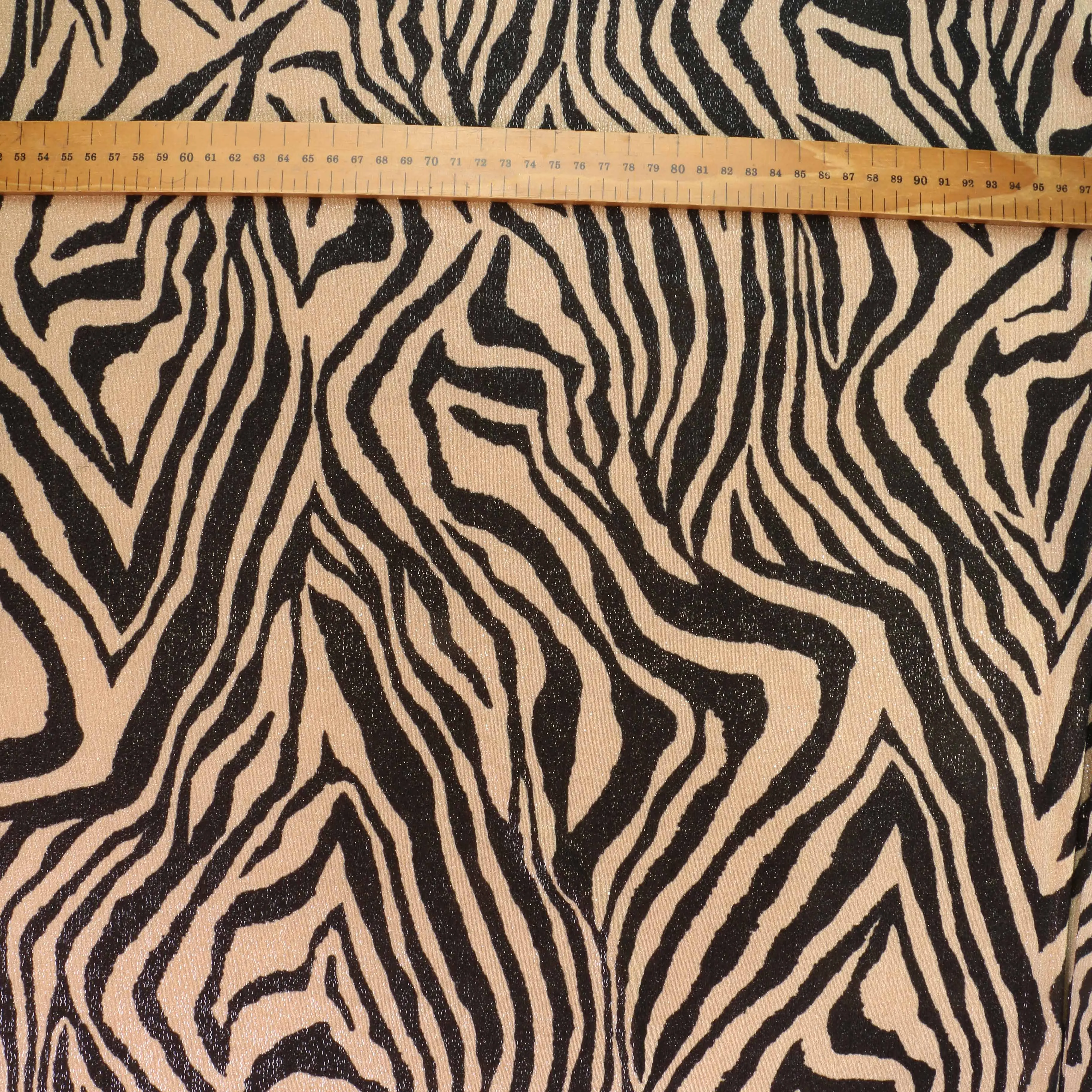 Shimmer Lycra Fabric - Beige, black