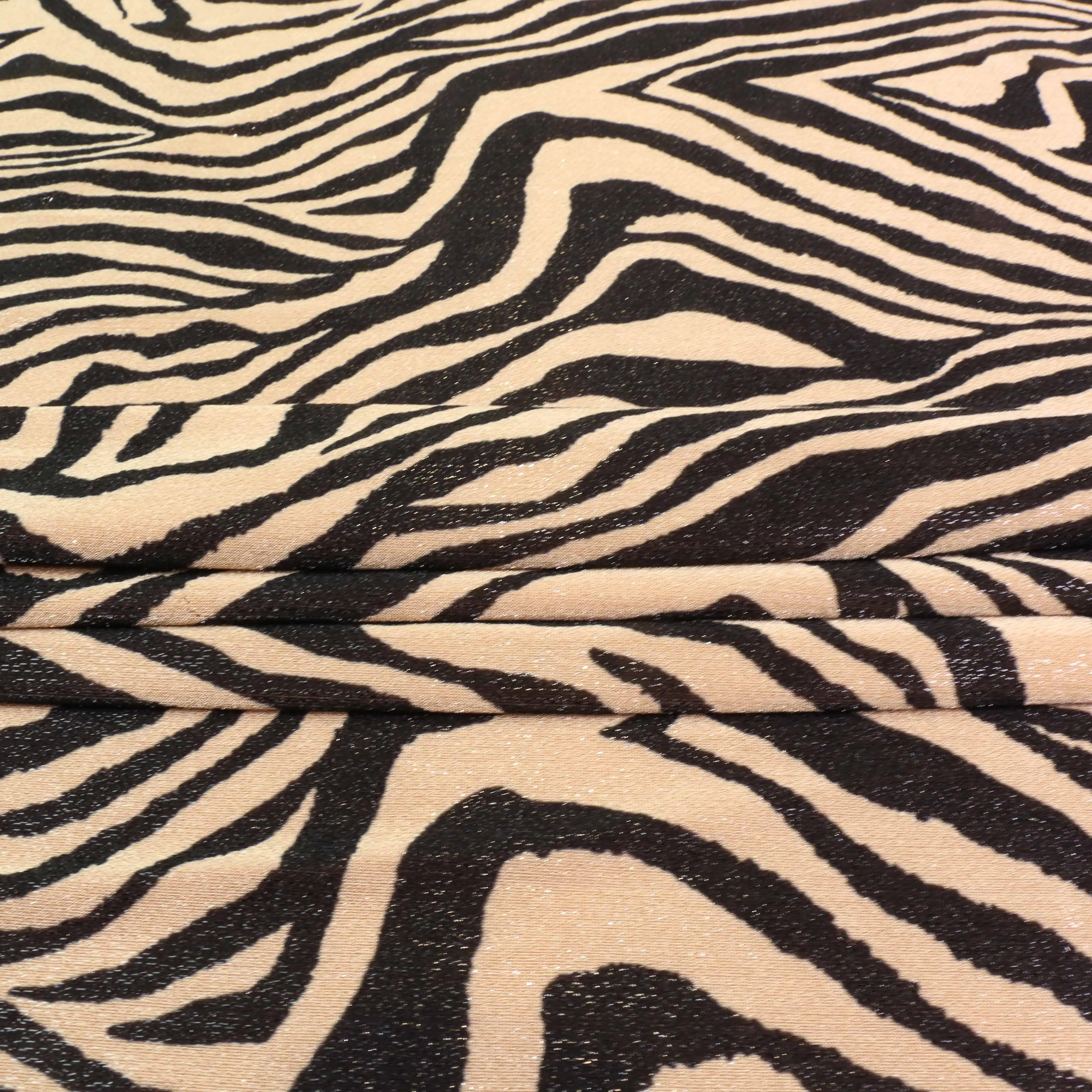 Shimmer Lycra Fabric - Beige, black