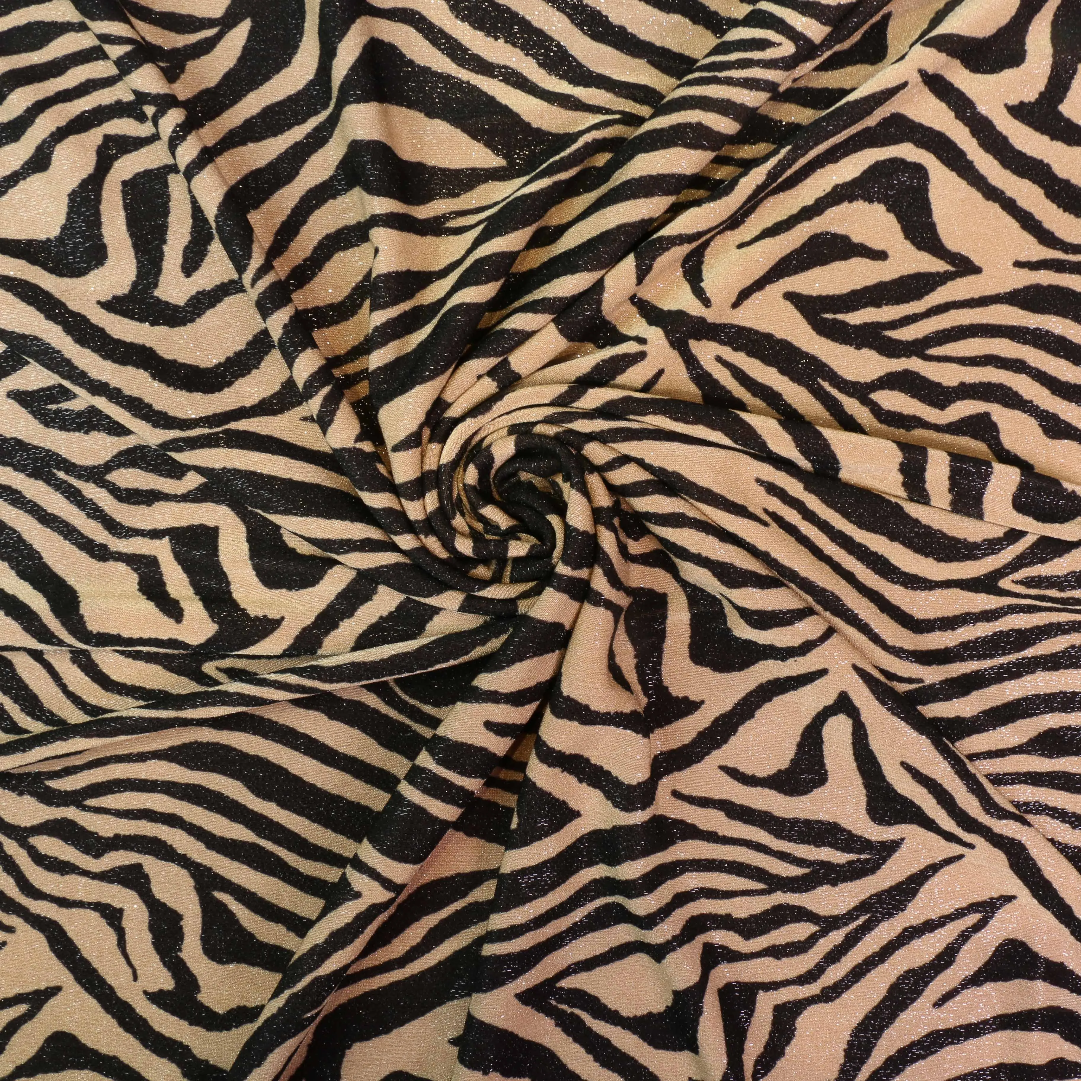 Shimmer Lycra Fabric - Beige, black